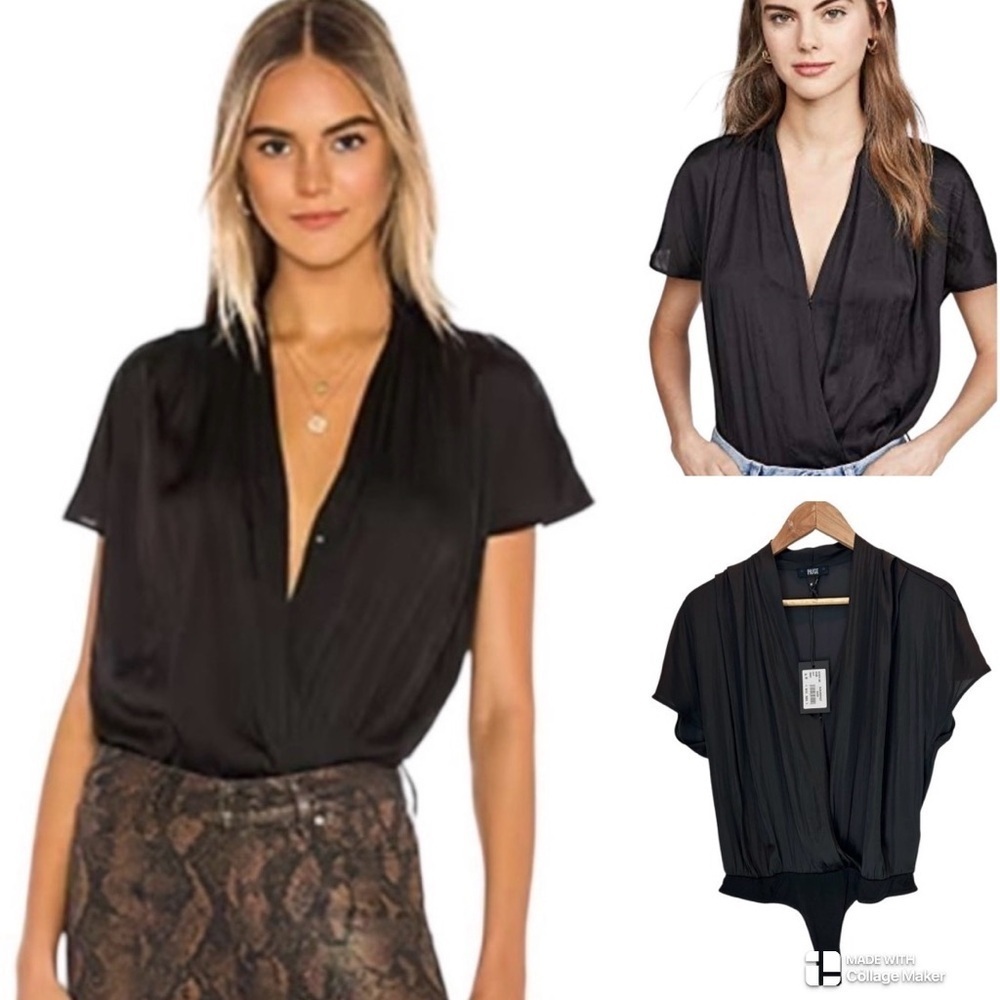 Revolve NWT Paige Dijon thong satin bodysuit NWT